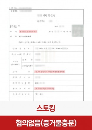 스토킹, 스토킹범죄, 스토커, 증거불충분, 혐의없음